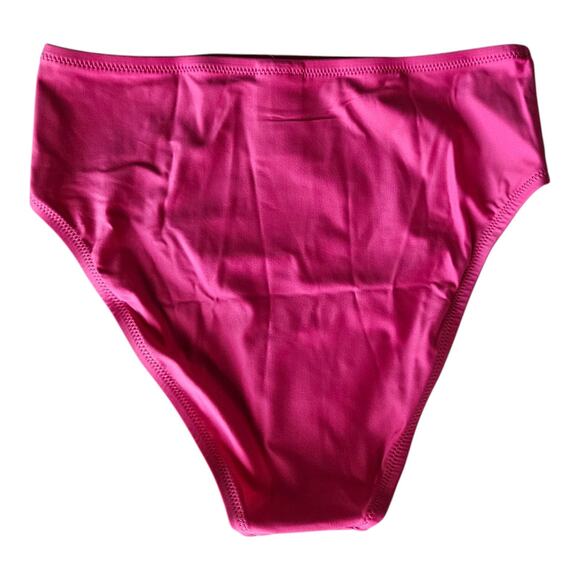 J. CREW S Bikini Bottom High Waist Radiant Fuchsia High Leg Medium Cover NEW NWT - Picture 3 of 5